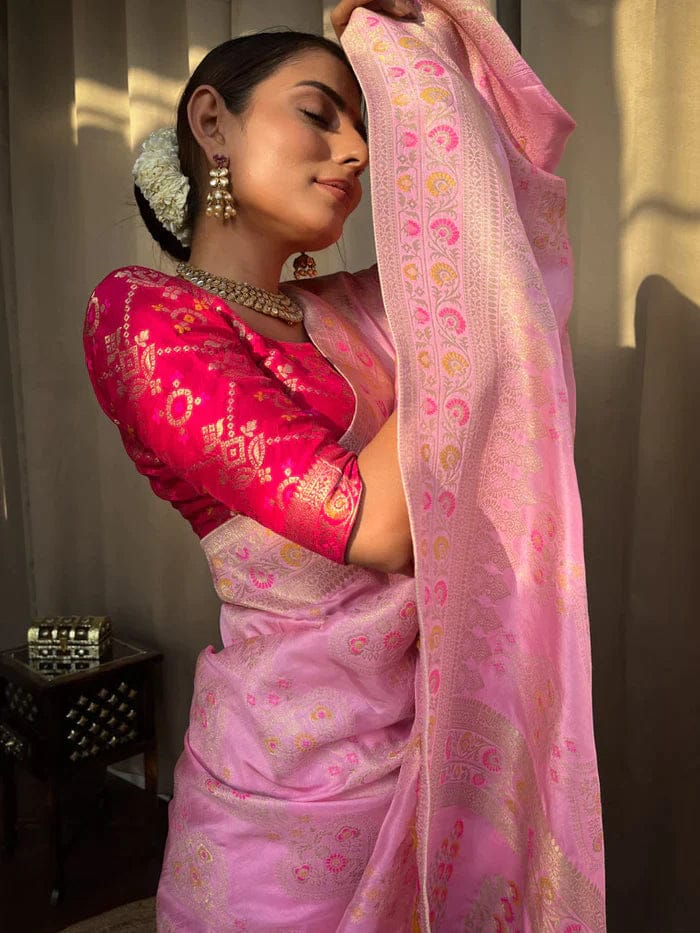 Beautiful Designer Rasbari Rich Pallu Zari Weaving Saree