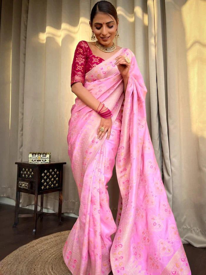 Beautiful Designer Rasbari Rich Pallu Zari Weaving Saree