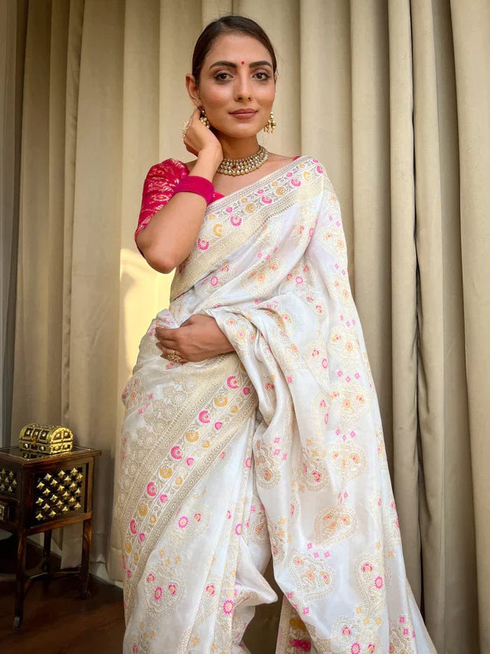 Beautiful Designer Rasbari Rich Pallu Zari Weaving Saree
