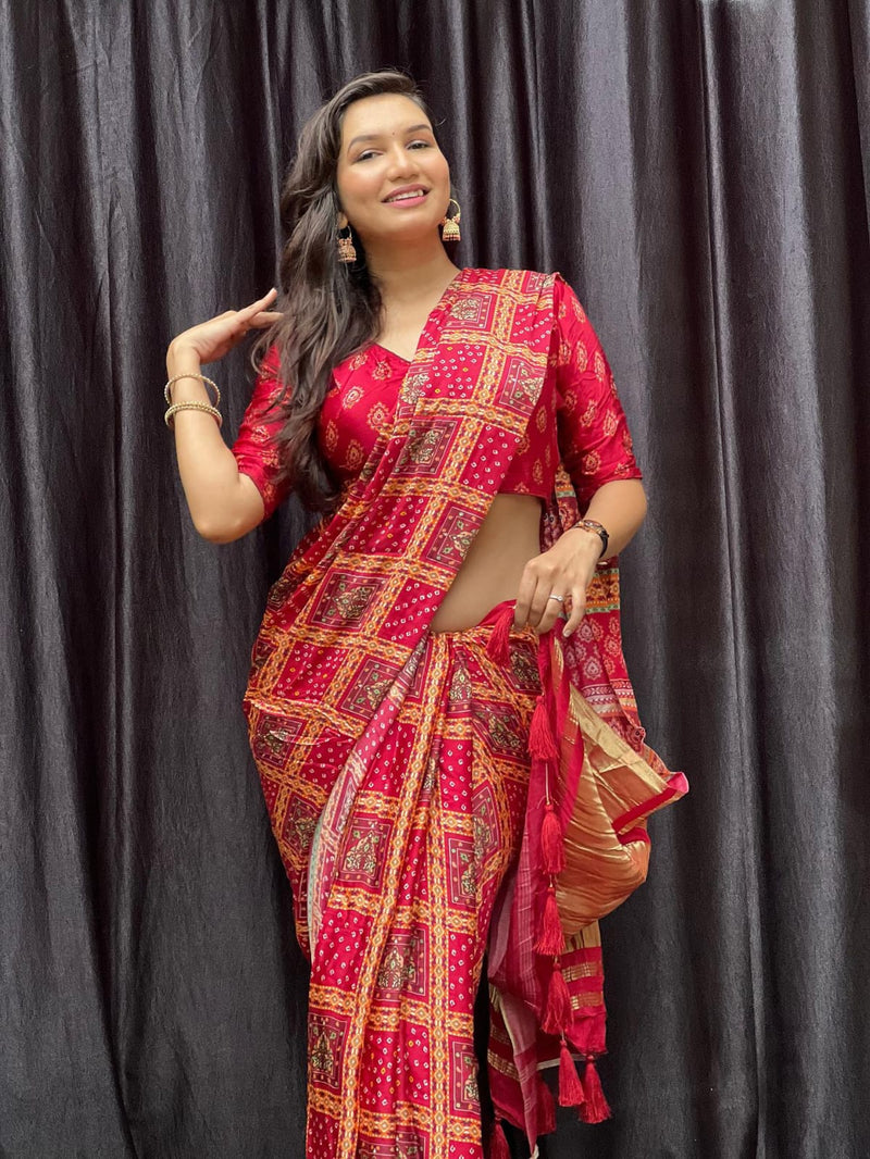 Beautiful Designer Special Gajji Gharchola Print Saree