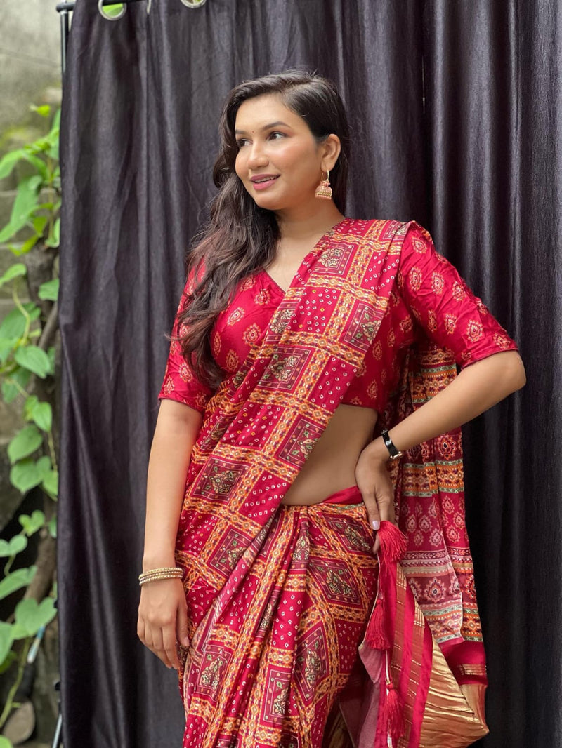 Beautiful Designer Special Gajji Gharchola Print Saree