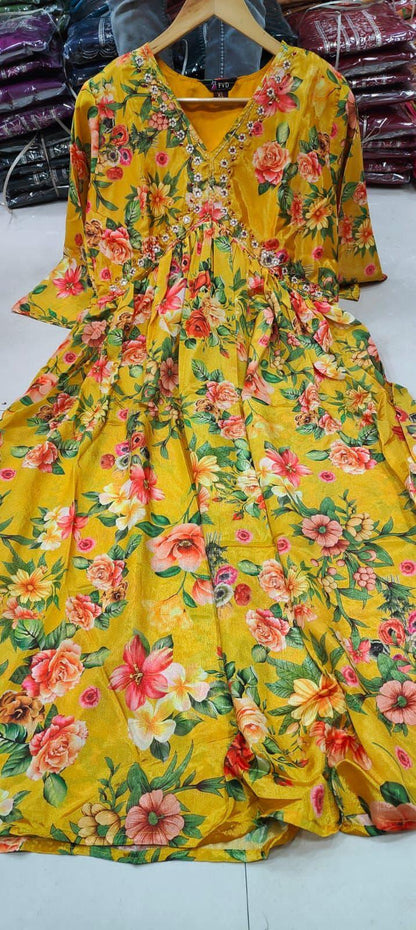 Beautiful Designer Alia Cut Flower Print Suit
