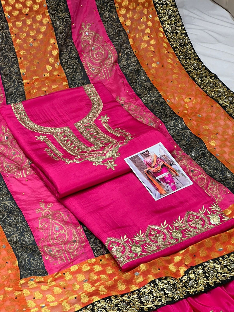 Punjabi Boutique Designer Upada Silk Salwar Suite