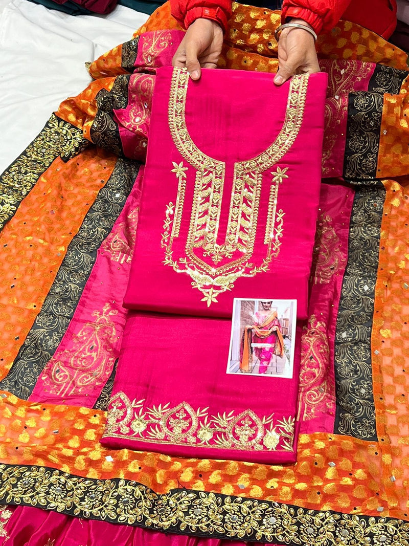 Punjabi Boutique Designer Upada Silk Salwar Suite