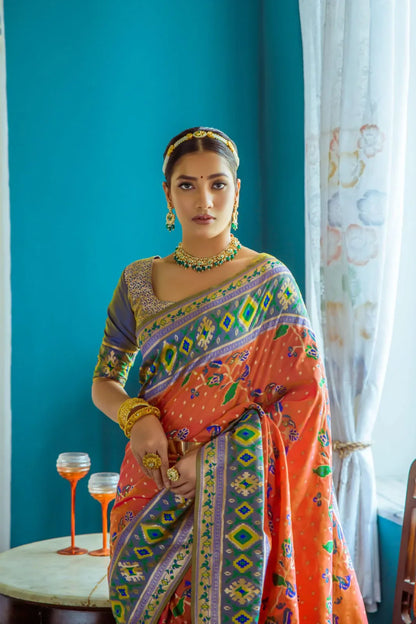 Banarasi Soft Silk Paithani Patola Saree