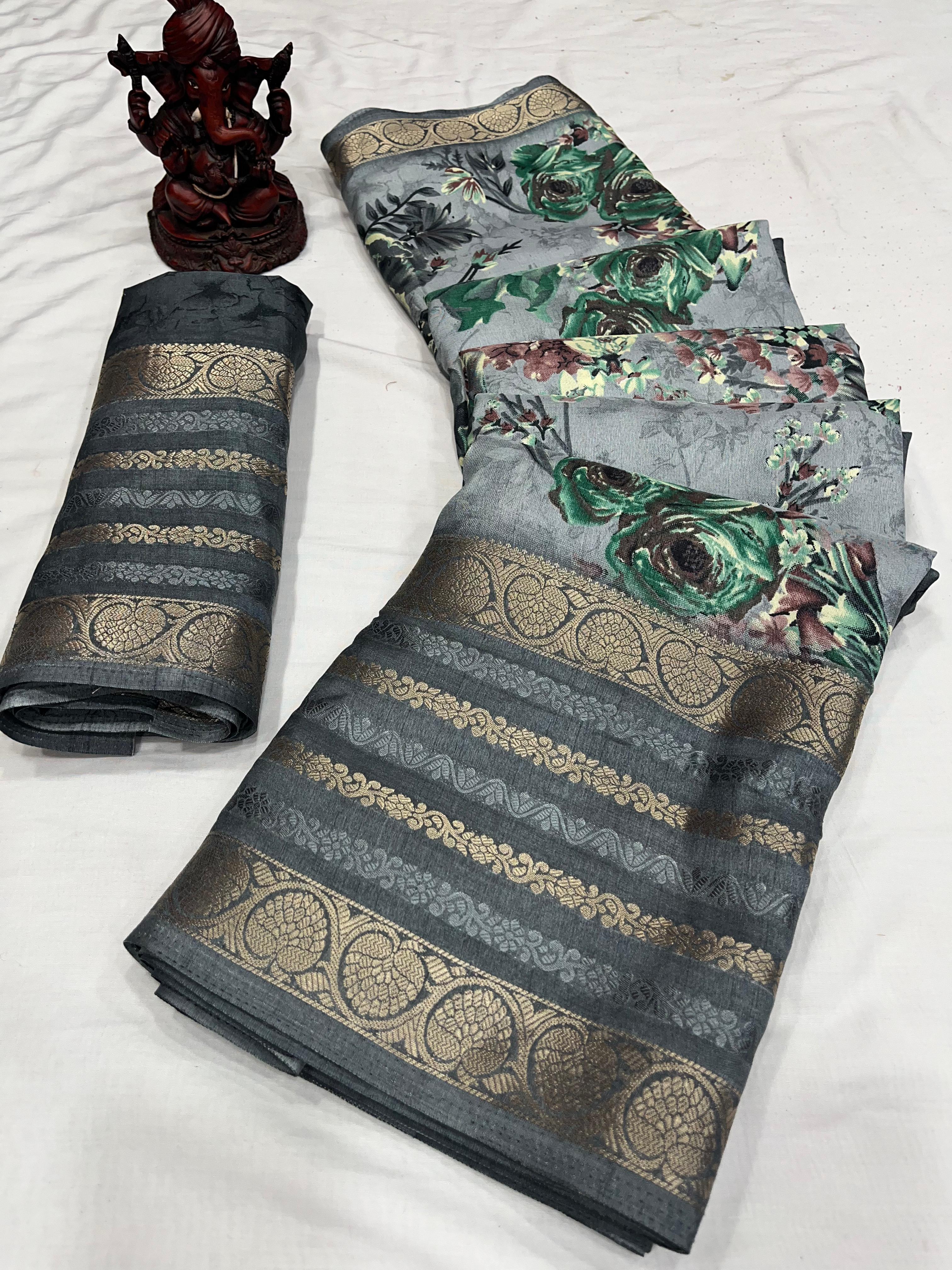 Party Wear Pure Dola Silk Jequard Border Saree