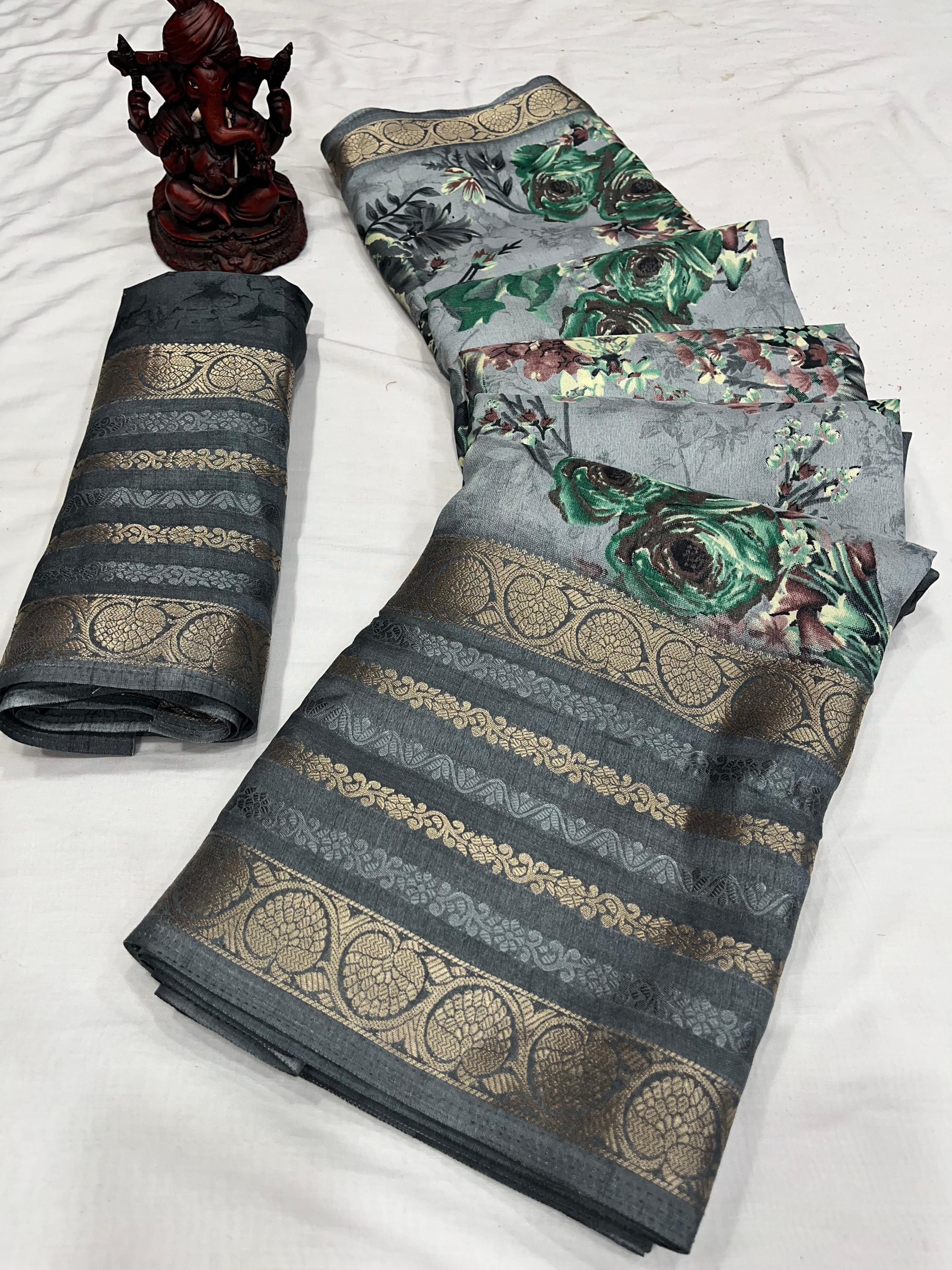 Party Wear Pure Dola Silk Jequard Border Saree