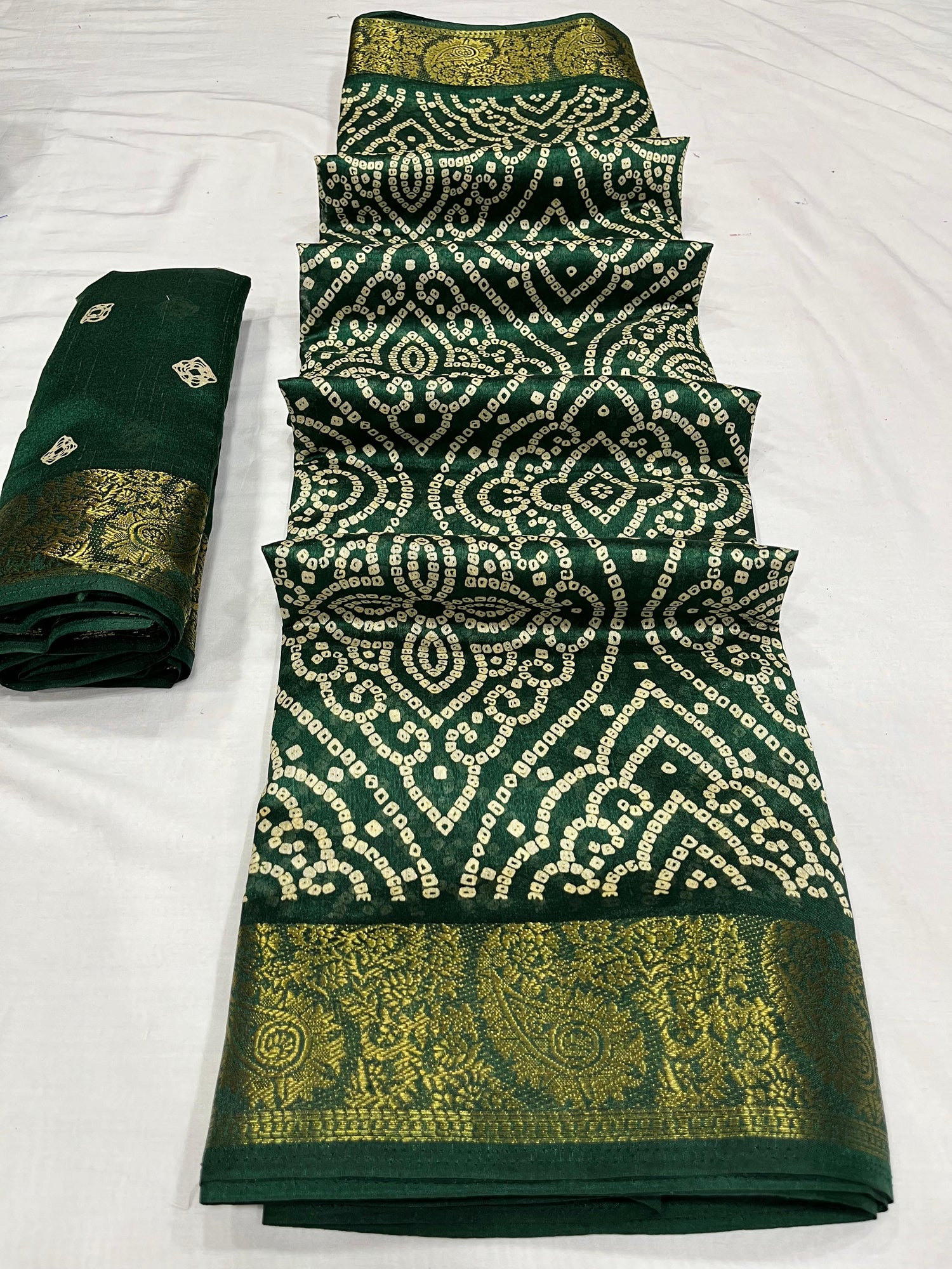 Party Wear Bandhej Soft Tusshar Silk Saree