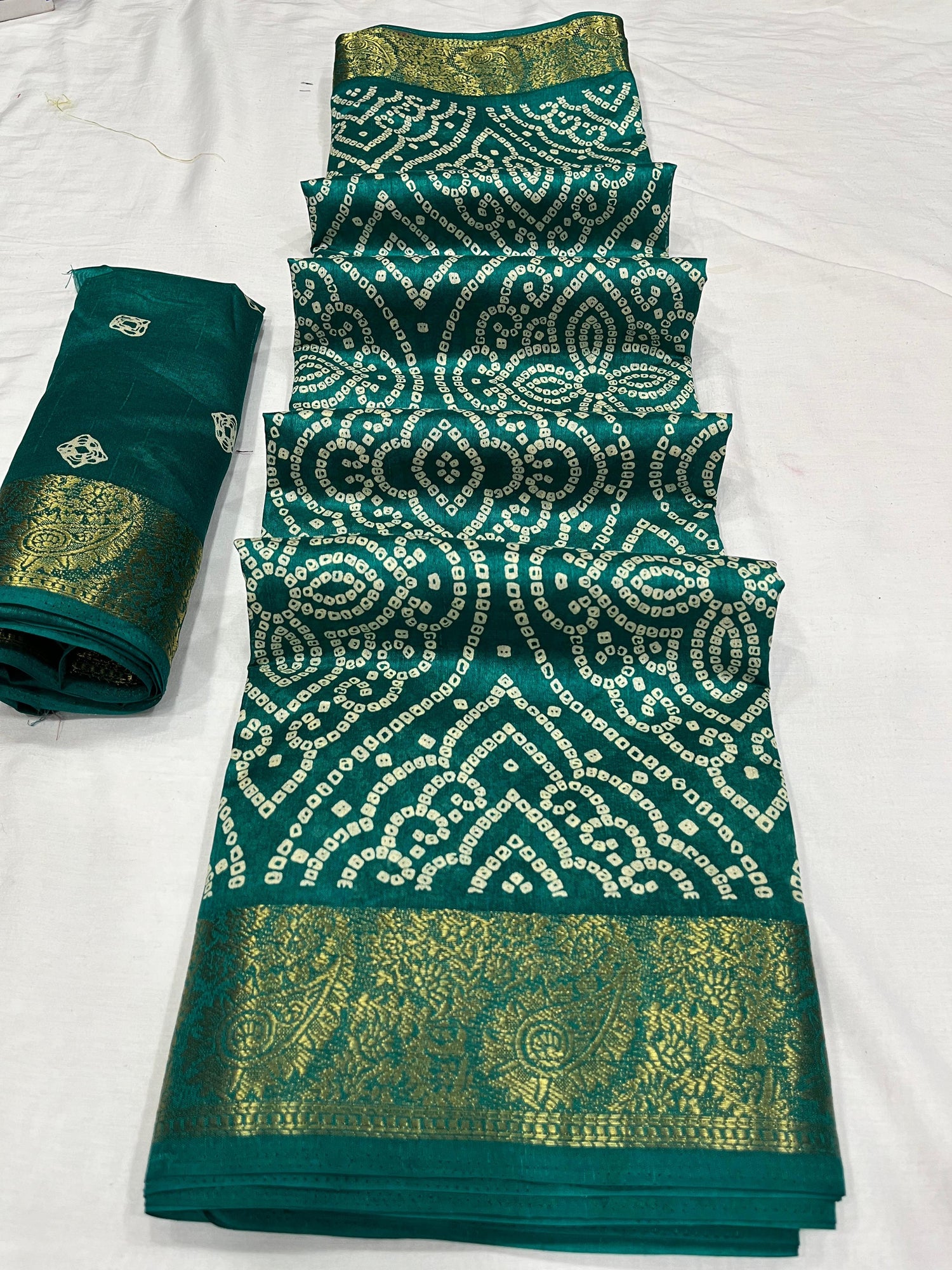 Party Wear Bandhej Soft Tusshar Silk Saree