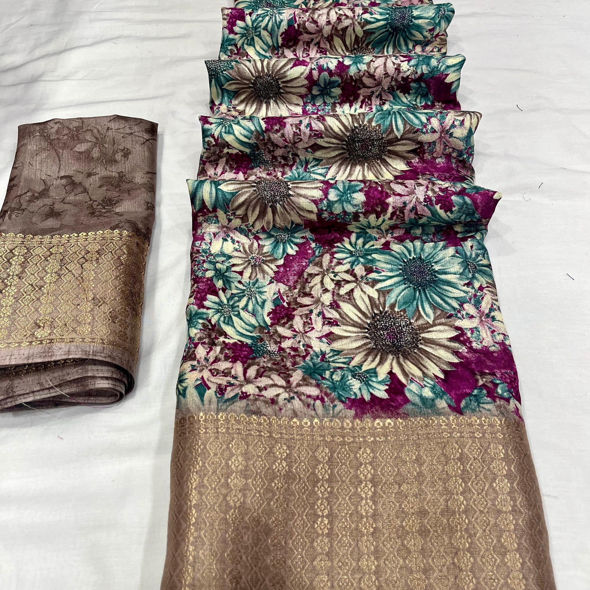 Party Wear Flower Design Soft Dola Silk Saree