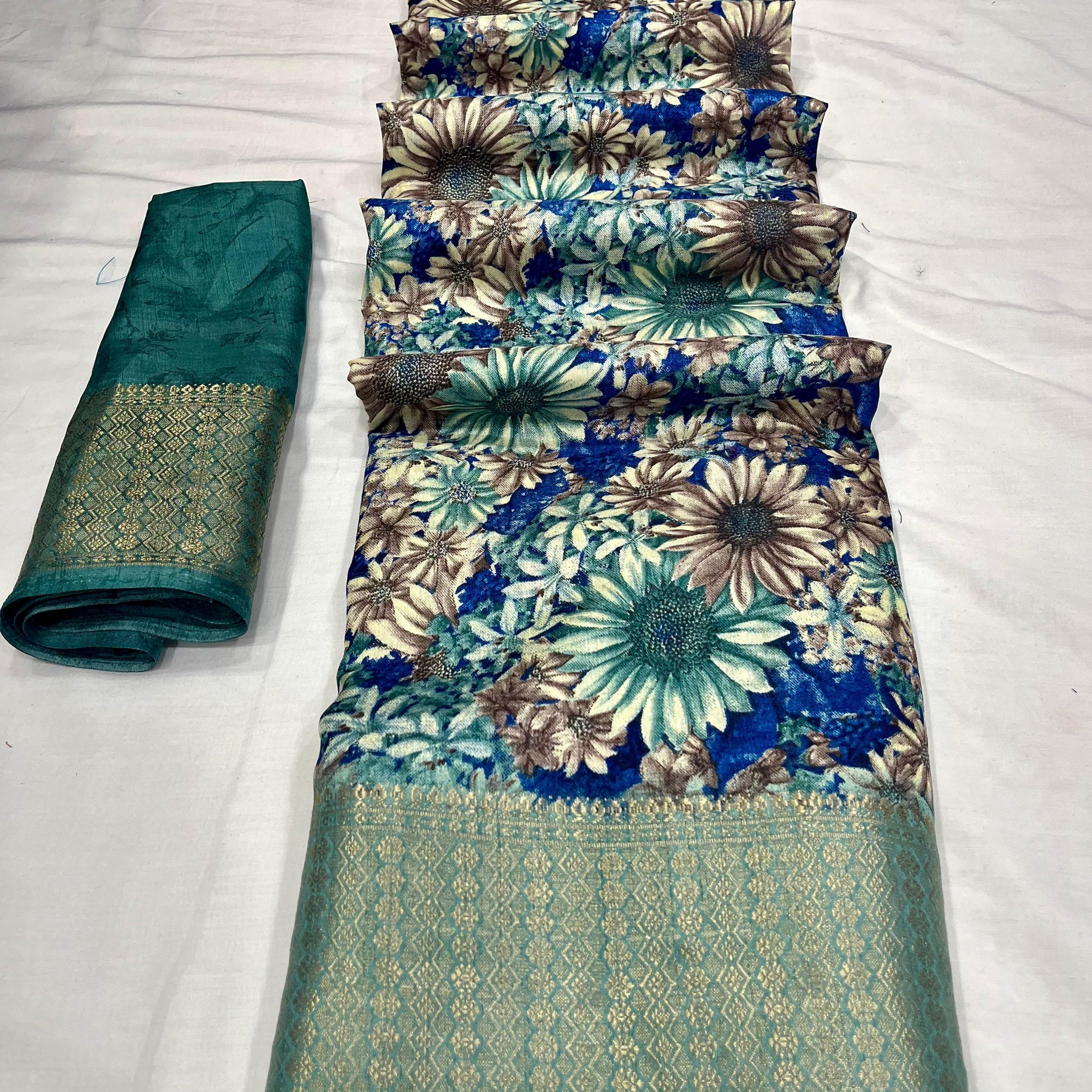 Party Wear Flower Design Soft Dola Silk Saree