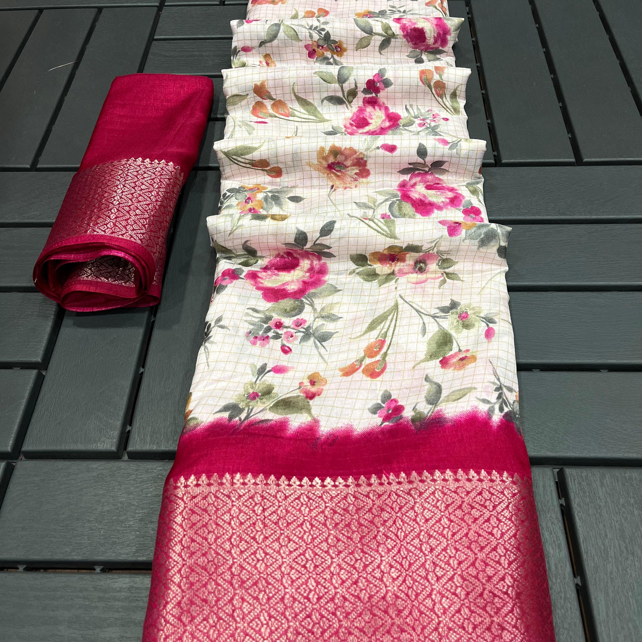 Party Wear Flower Design Soft Dola Silk Saree