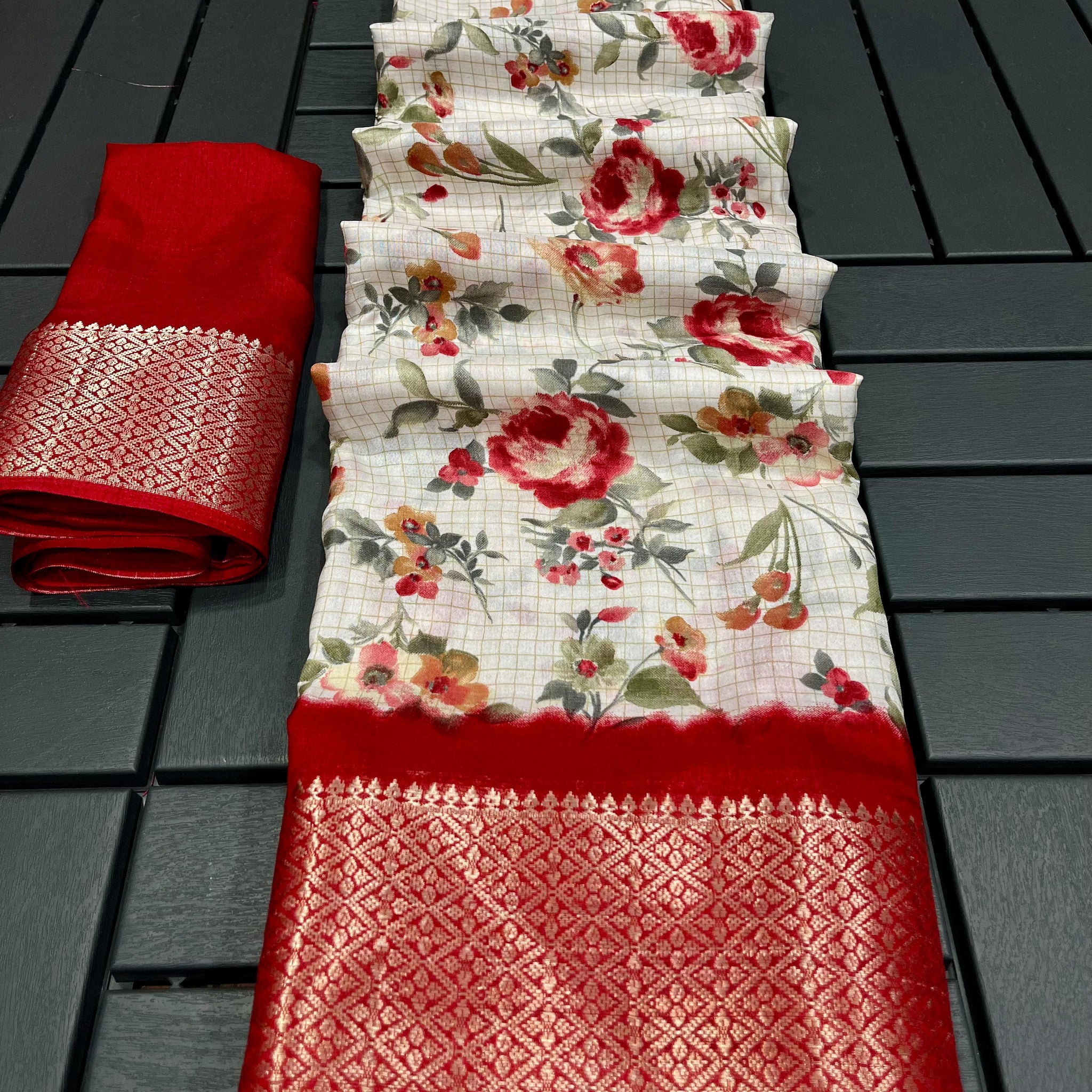 Party Wear Flower Design Soft Dola Silk Saree