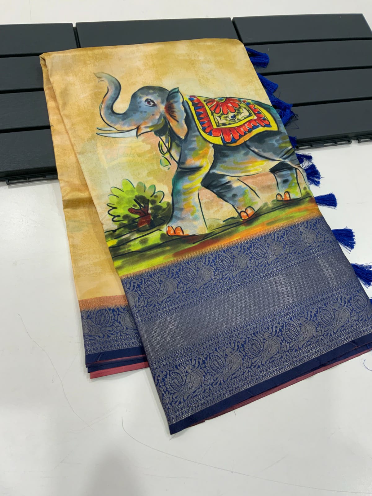 Beautiful Designer MunMun Soft Banarasi Silk Kalamkari Block Print Saree