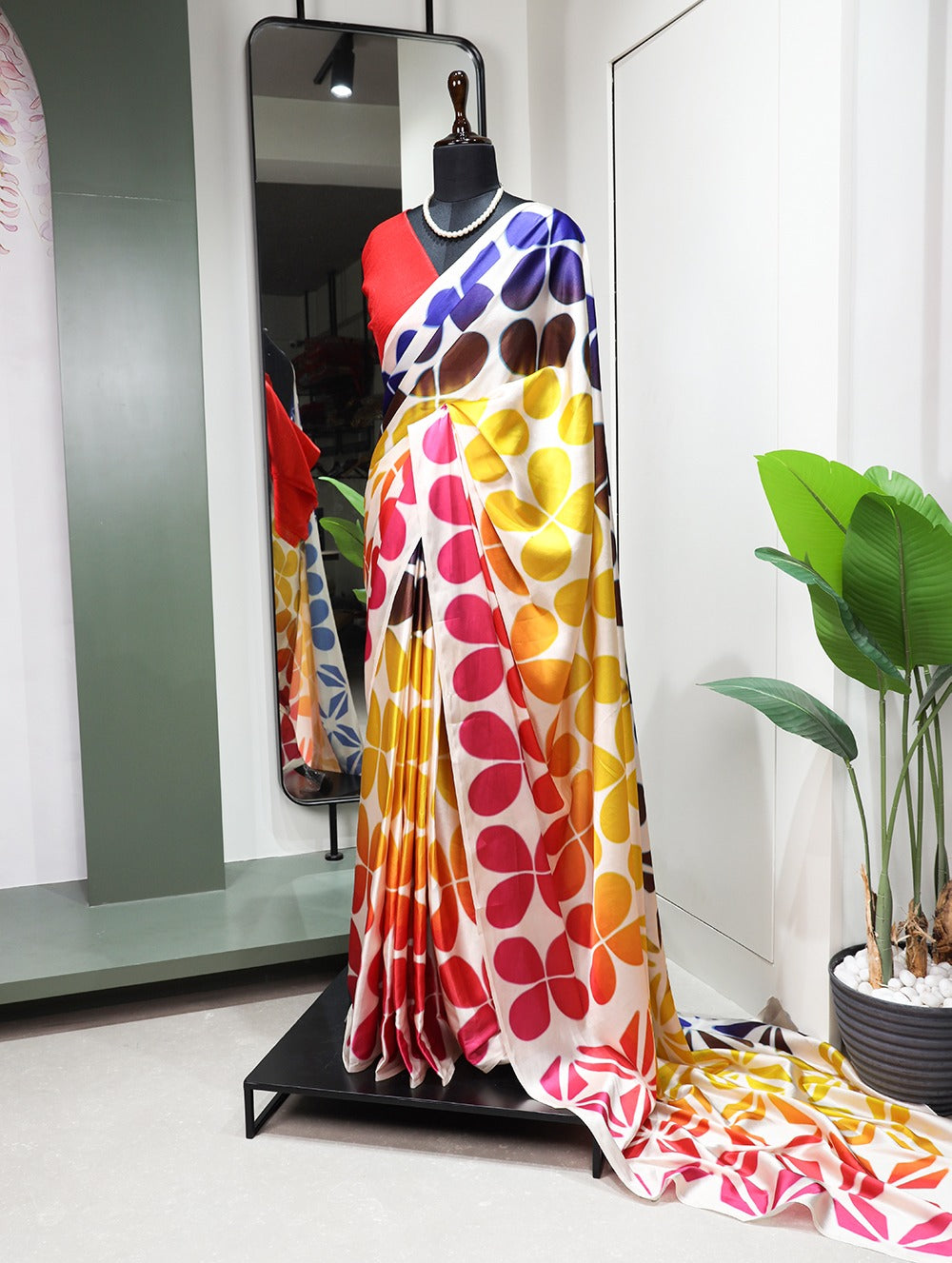 Beautiful Designer Digital Print Satin Silk Sarees