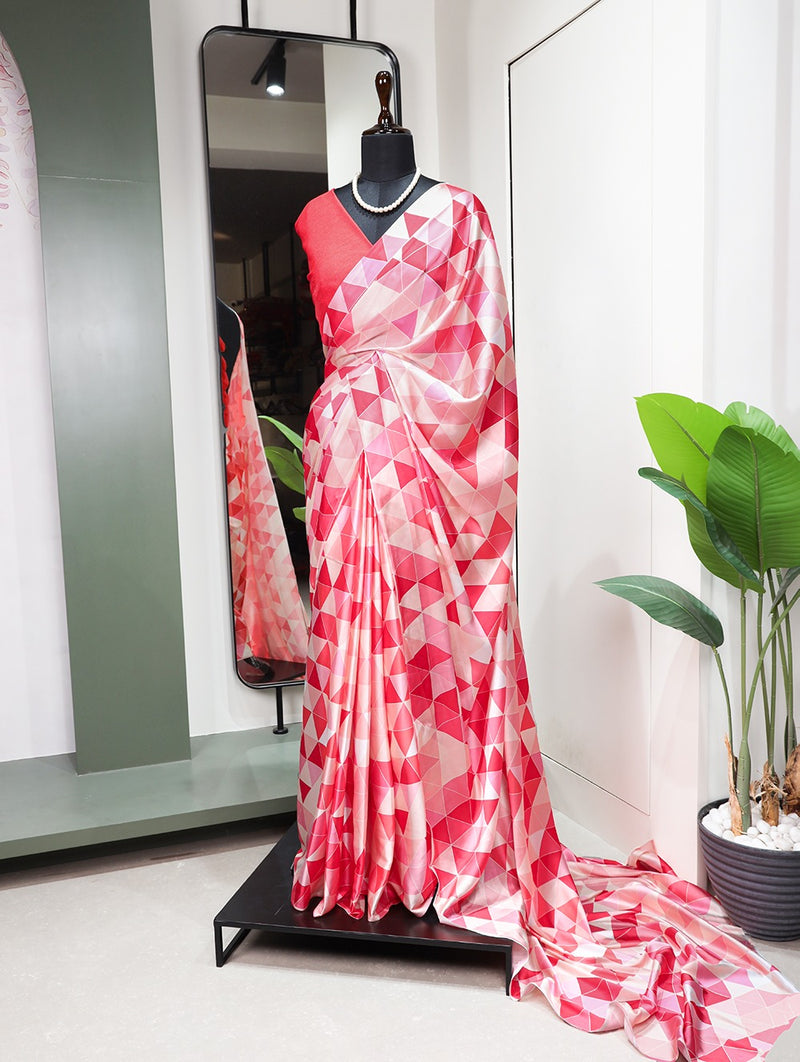 Beautiful Designer Digital Print Satin Silk Sarees