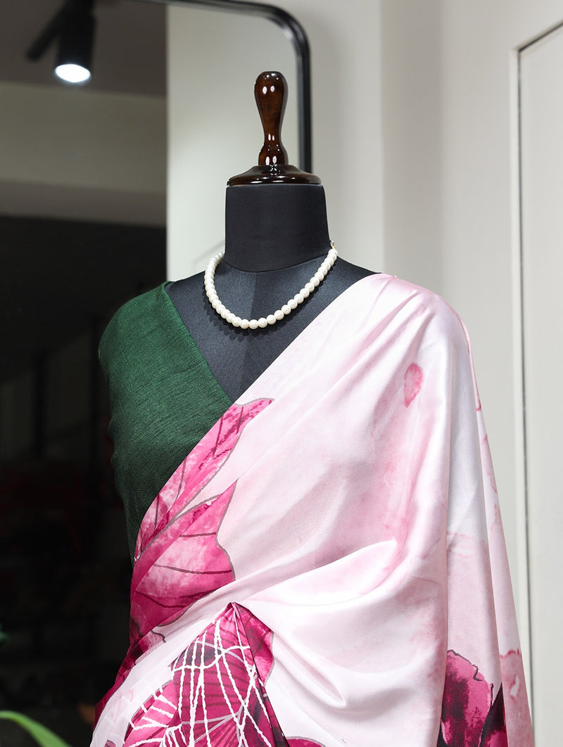 Beautiful Designer Digital Print Satin Silk Sarees