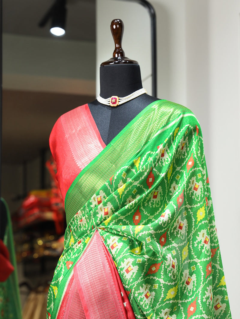 Beautiful Designer Digital Patola Printed Dola Silk Saree