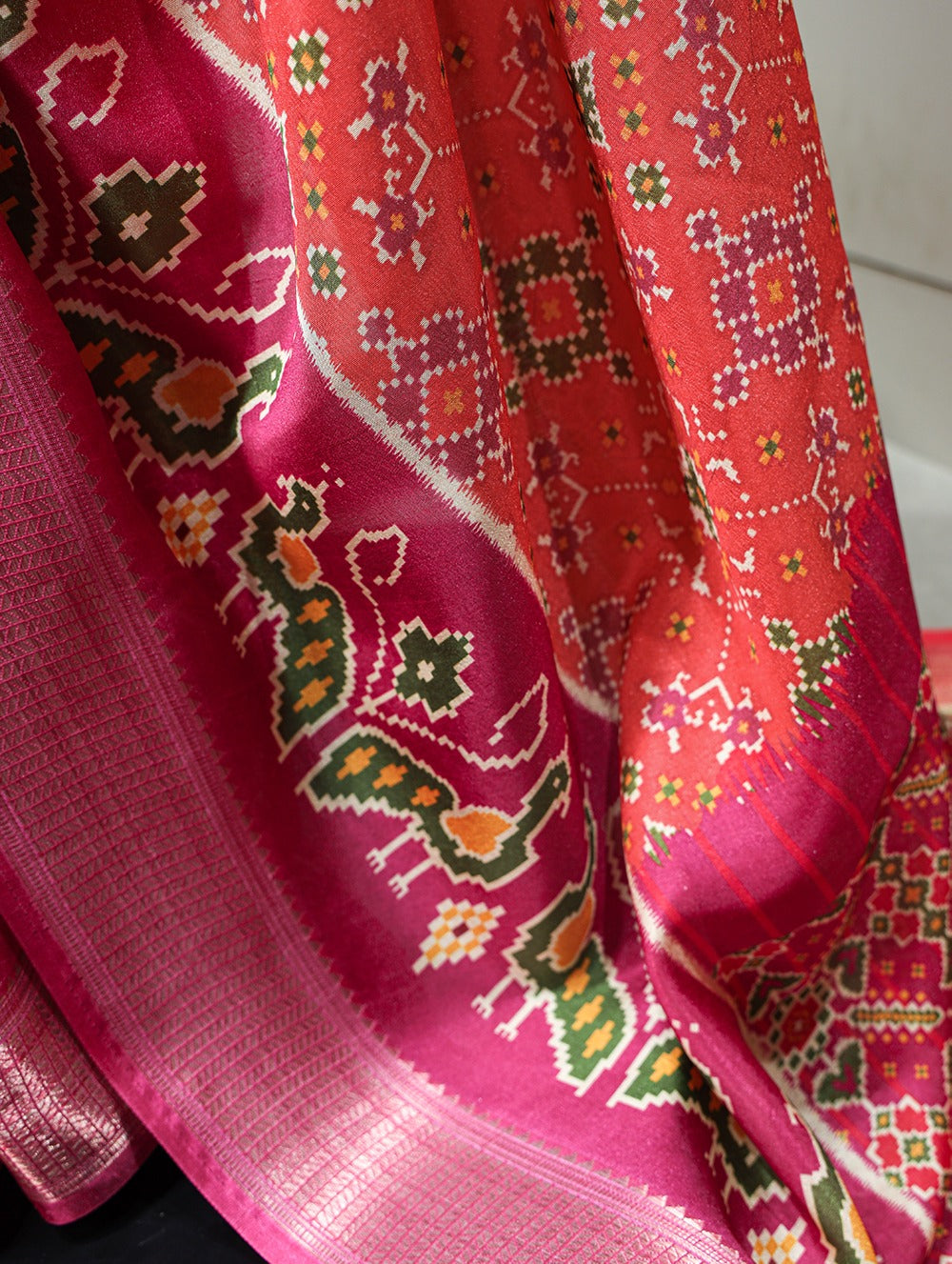 Beautiful Designer Digital Patola Printed Dola Silk Saree