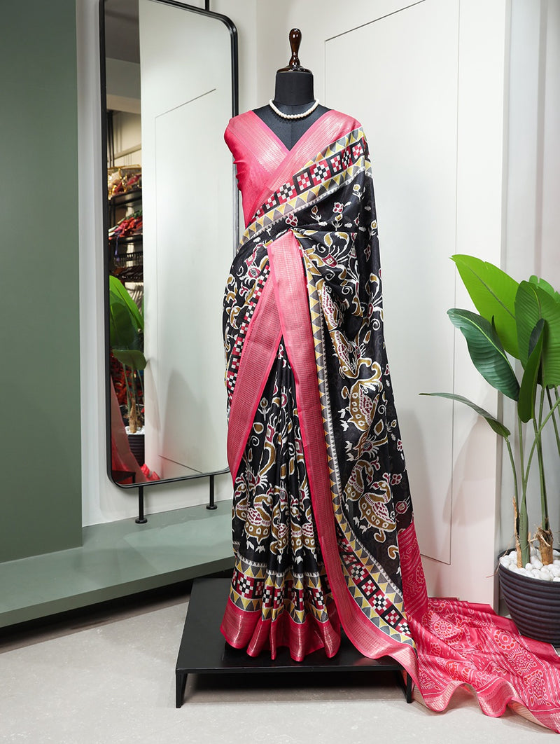 Beautiful Designer Digital Printed Dola Silk Saree