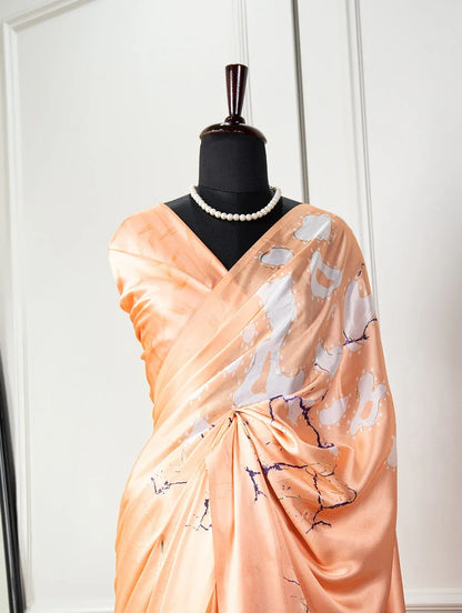 Beautiful Designer Digital Printed Satin Silk Saree