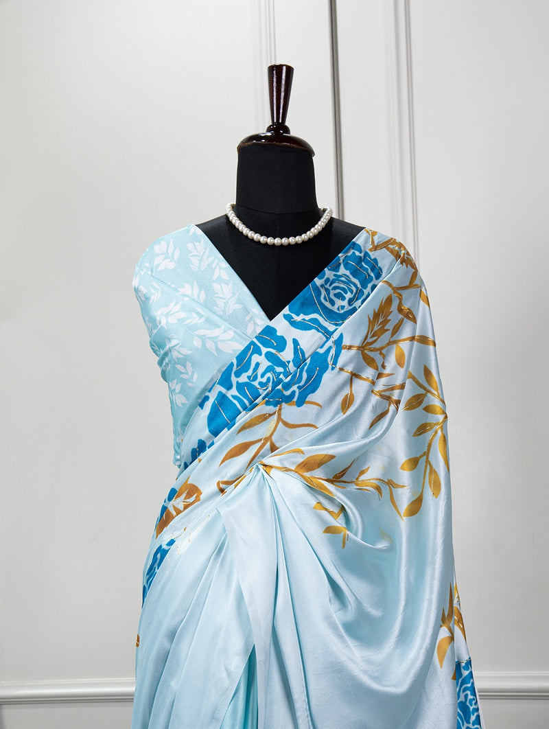 Beautiful Designer Digital Printed Satin Silk Saree