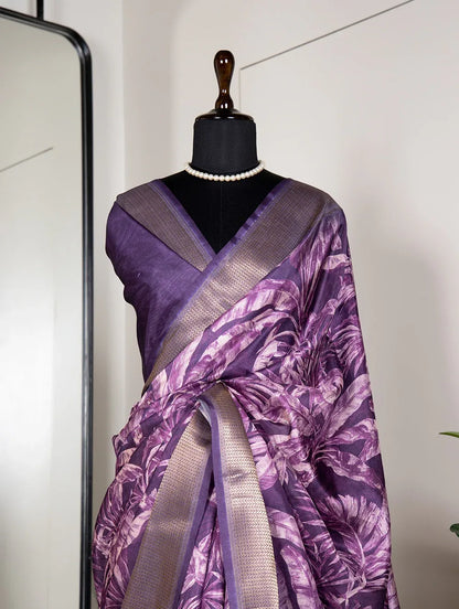 Beautiful Designer Digital Printed Dola Silk Saree