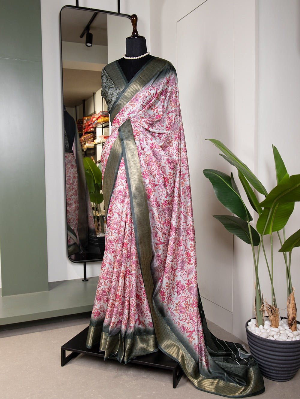 Beautiful Designer Digital Printed Dola Silk Saree
