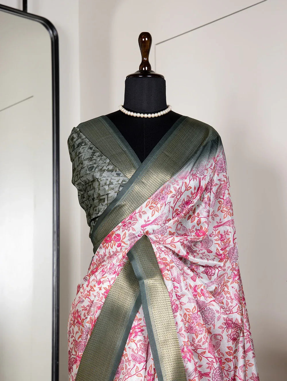 Beautiful Designer Digital Printed Dola Silk Saree