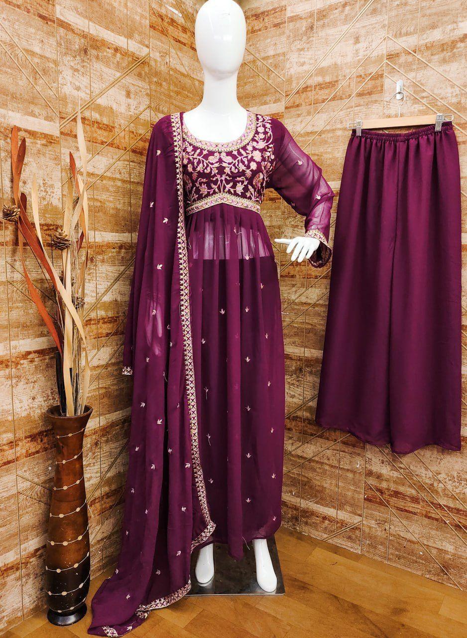 Beautiful Designer Yd 005 Georgette Readymade Plazzo Style Suits