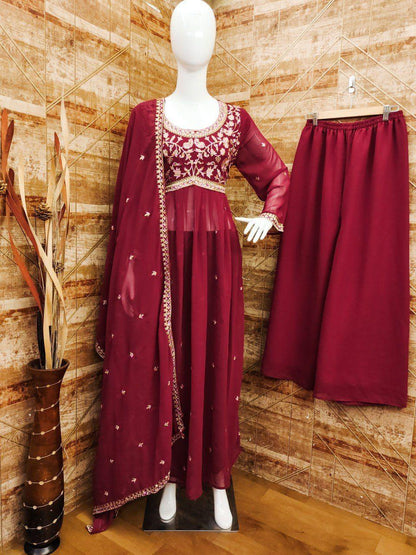Beautiful Designer Yd 005 Georgette Readymade Plazzo Style Suits