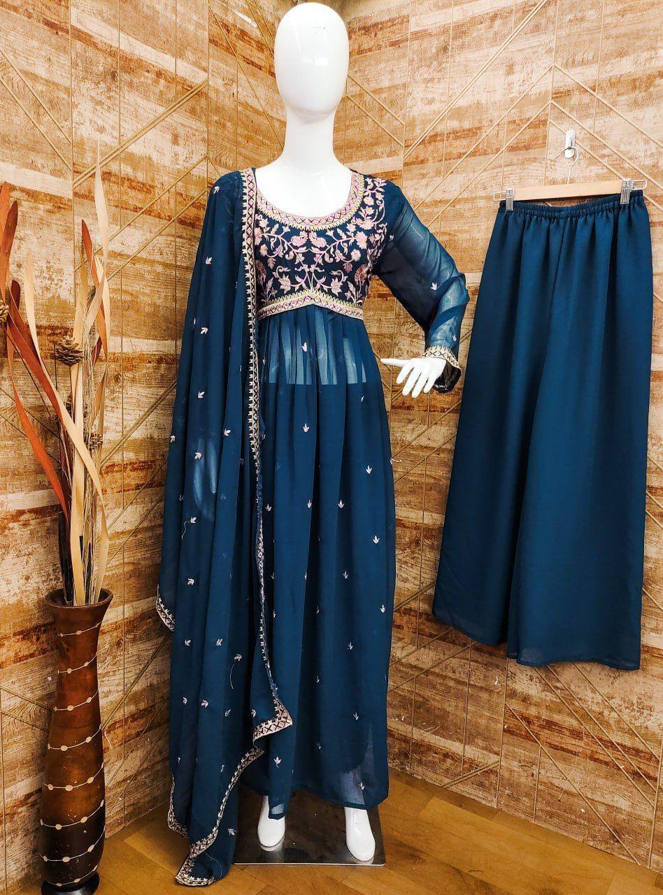 Beautiful Designer Yd 005 Georgette Readymade Plazzo Style Suits