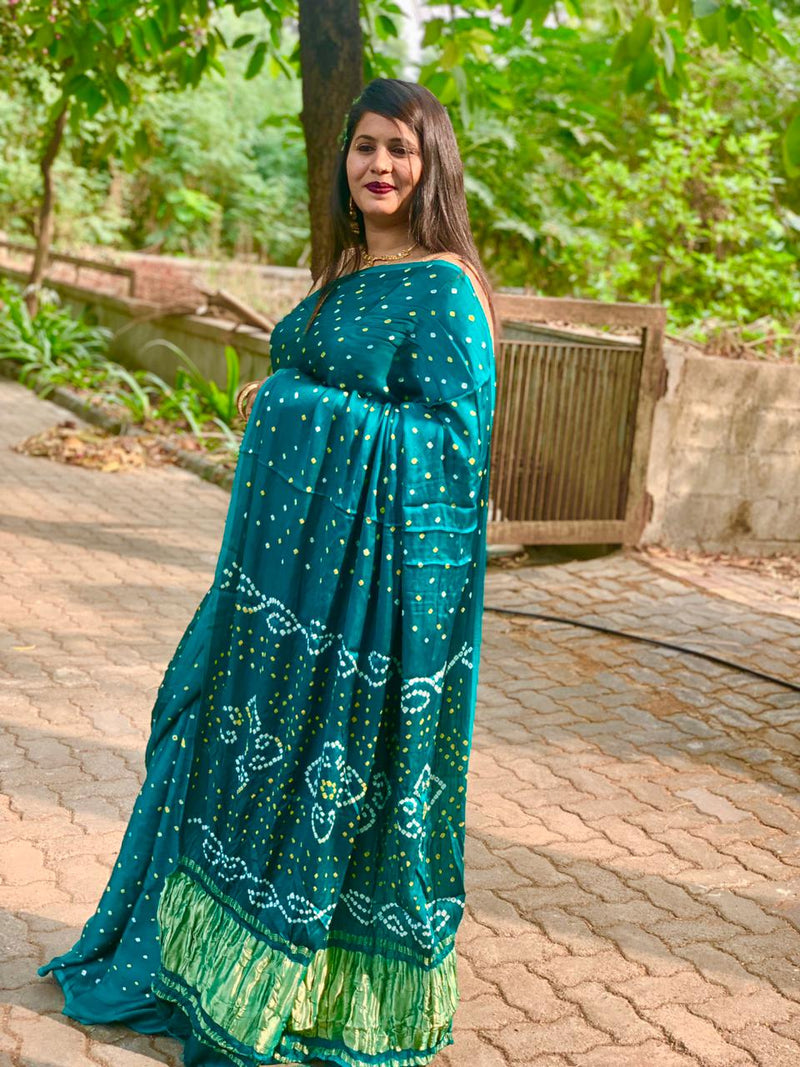 Beautiful Designer Gajji Silk Chokda Lagdi Pallu Saree