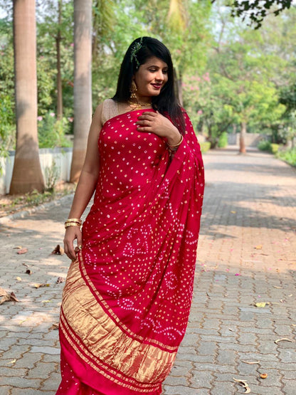 Beautiful Designer Gajji Silk Chokda Lagdi Pallu Saree