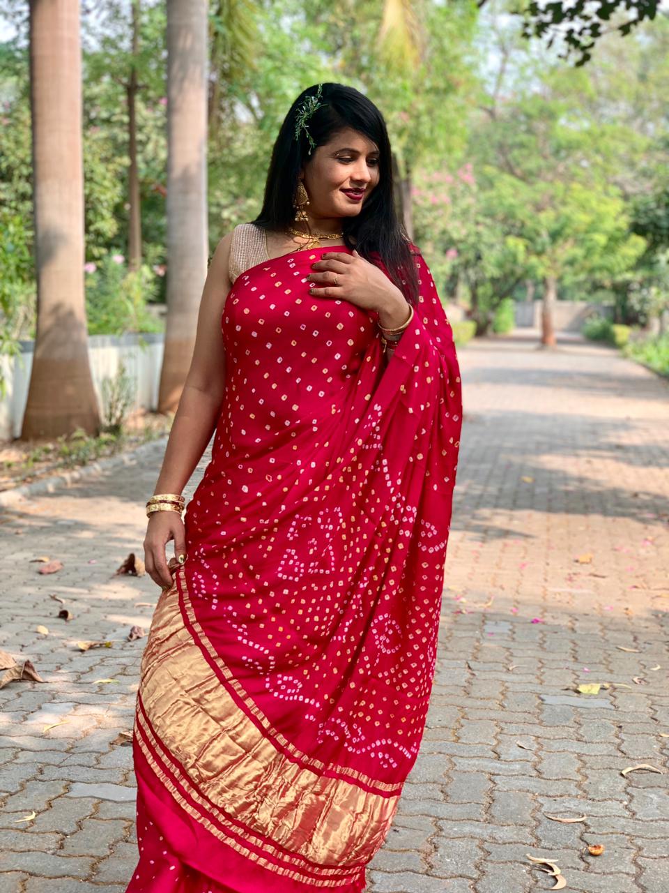 Beautiful Designer Gajji Silk Chokda Lagdi Pallu Saree