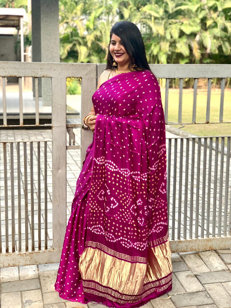 Beautiful Designer Gajji Silk Chokda Lagdi Pallu Saree