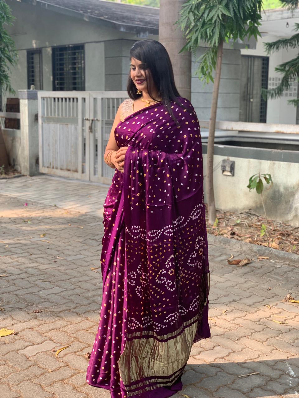 Beautiful Designer Gajji Silk Chokda Lagdi Pallu Saree