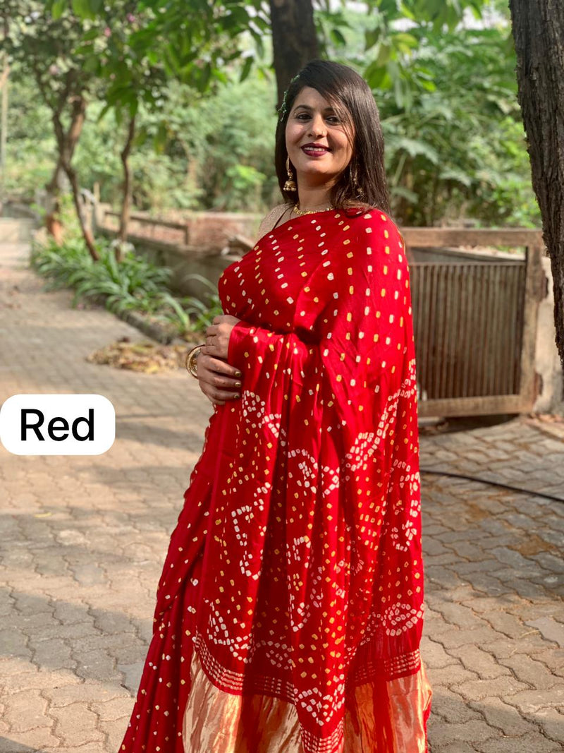 Beautiful Designer Gajji Silk Chokda Lagdi Pallu Saree