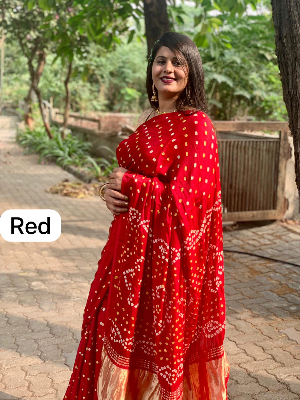 Beautiful Designer Gajji Silk Chokda Lagdi Pallu Saree