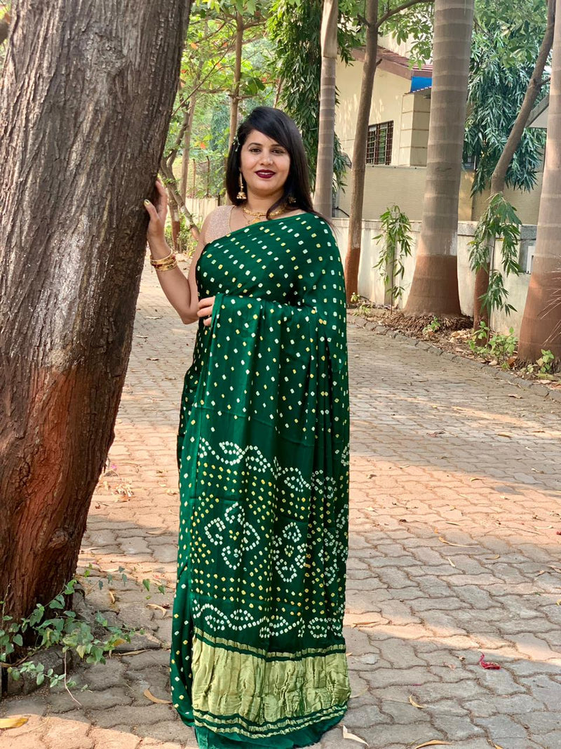 Beautiful Designer Gajji Silk Chokda Lagdi Pallu Saree