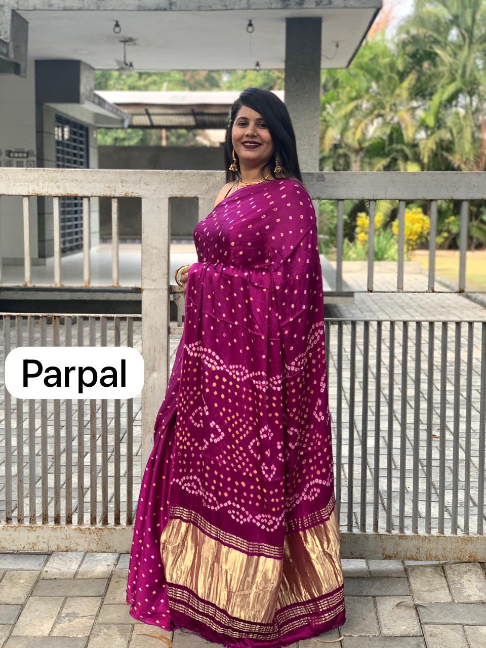 Beautiful Designer Gajji Silk Chokda Lagdi Pallu Saree