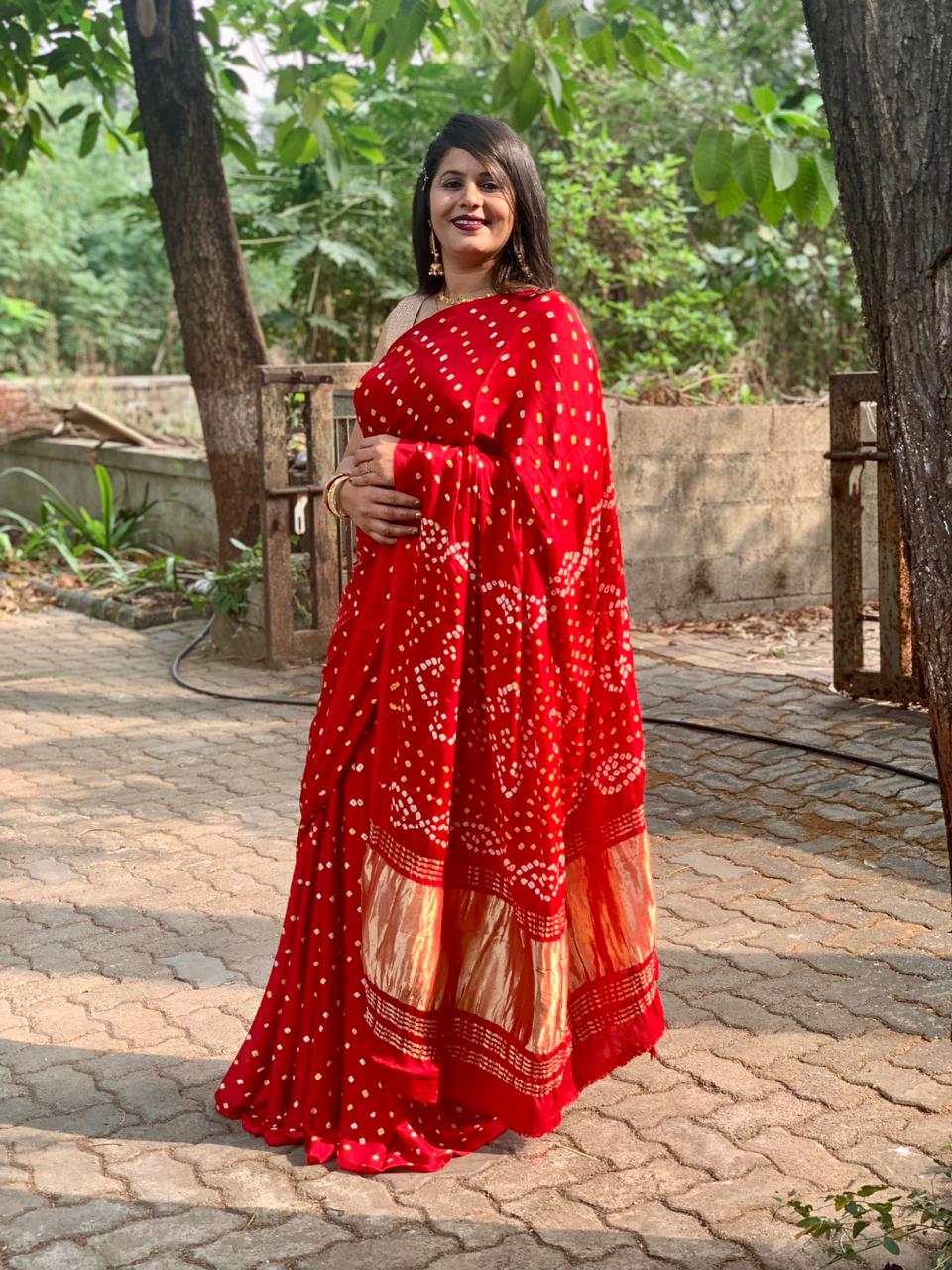 Beautiful Designer Gajji Silk Chokda Lagdi Pallu Saree