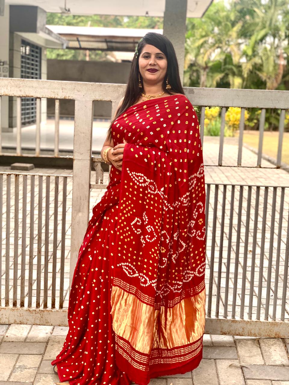 Beautiful Designer Gajji Silk Chokda Lagdi Pallu Saree