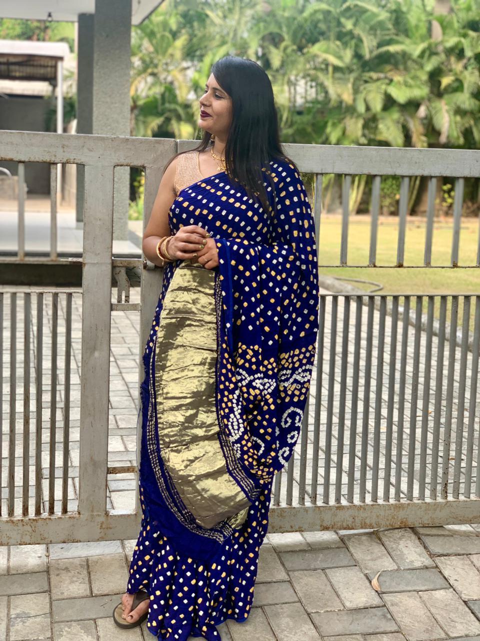 Beautiful Designer Gajji Silk Chokda Lagdi Pallu Saree