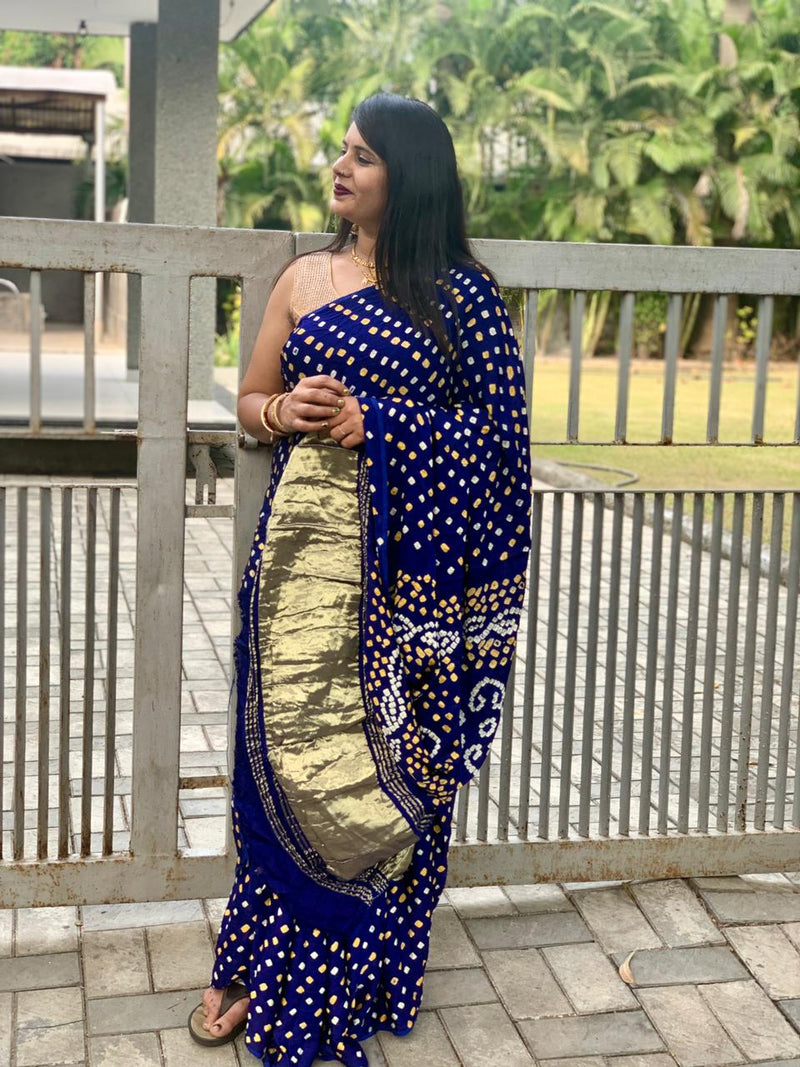 Beautiful Designer Gajji Silk Chokda Lagdi Pallu Saree