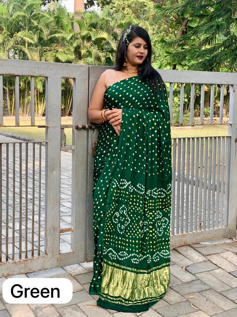 Beautiful Designer Gajji Silk Chokda Lagdi Pallu Saree