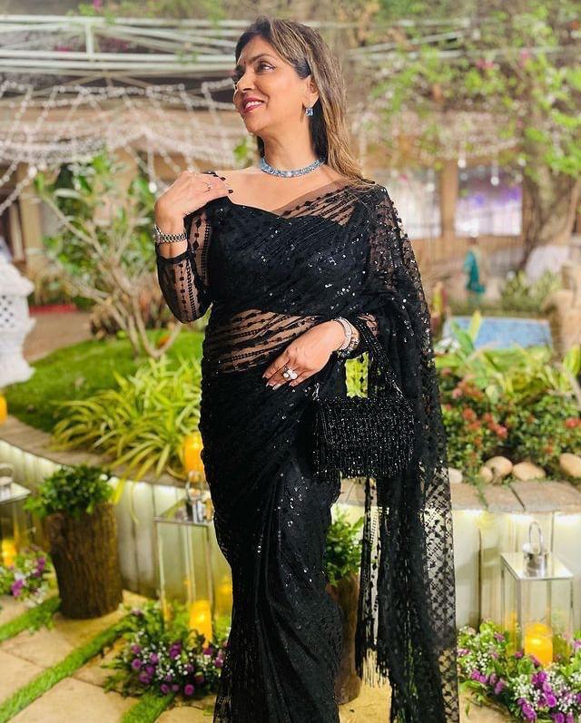 Beautiful Designer Pure Heavy Mono Net Sequins Saree