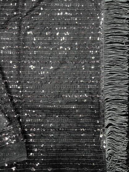 Beautiful Designer Pure Heavy Mono Net Sequins Saree