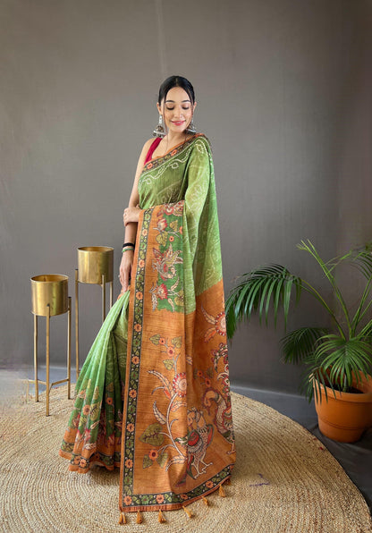 Beautiful Designer Bhargavi Pure Soft Cotton Tussar Silk Saree