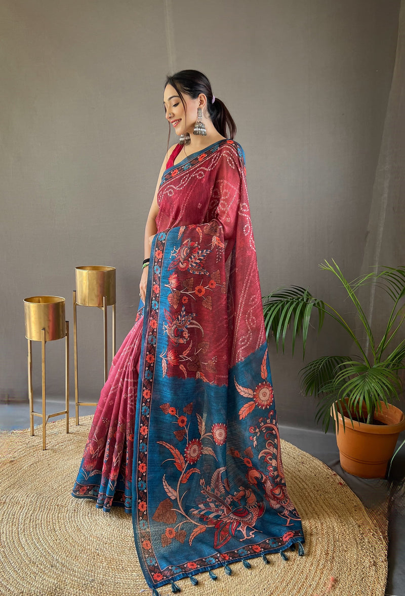 Beautiful Designer Bhargavi Pure Soft Cotton Tussar Silk Saree
